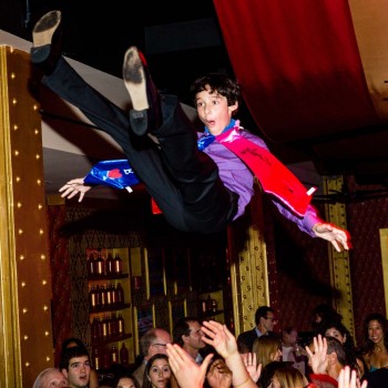 Bar mitzvah boy tossed high during hora