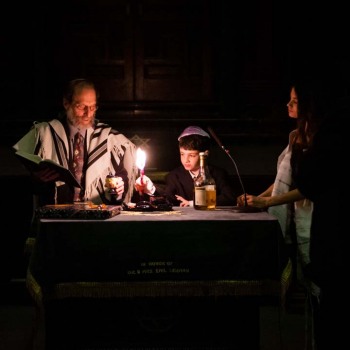 Havdalah service with bat mitzvah girl and brother