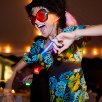 Girl dancing at bat mitzvah party