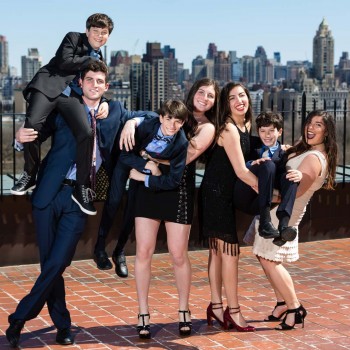 Bar mitzvah family on NYC rooftop