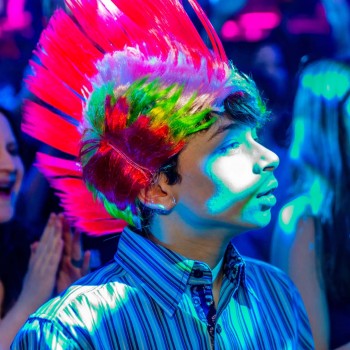 Colorful mohawk at bat mitzvah