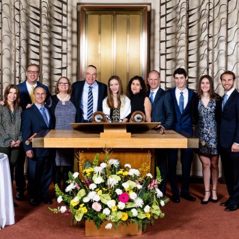 Extended family portrait at temple bat mitzvah