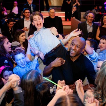 Lifted above the crowd at bar mitzvah