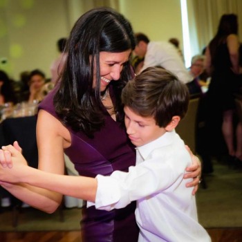 Mother and son dance at bar mitzvah celebration