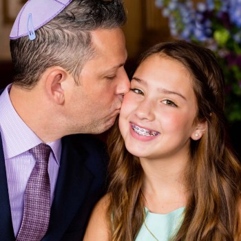 Dad congratulates bat mitzvah daughter