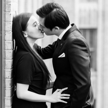 Engagement portrait on NYC rooftop