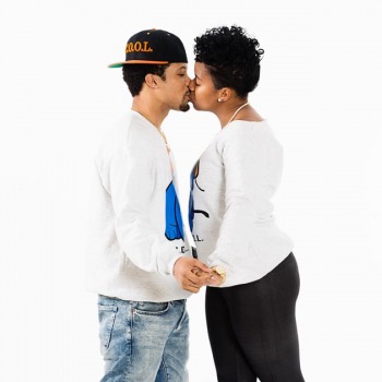 Engagement kiss at the studio
