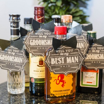 Groomsmen invitations at engagement party