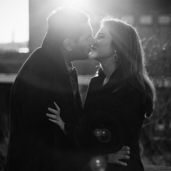 Engaged at NYC sunset