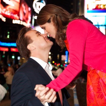 Times Square engagement portrait