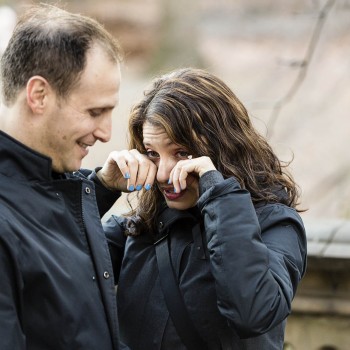 Tears of engagement joy