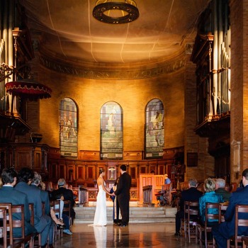 Wedding vows in St. Pauls Chapel NYC
