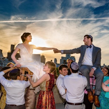 The wedding hora on NYC rooftop