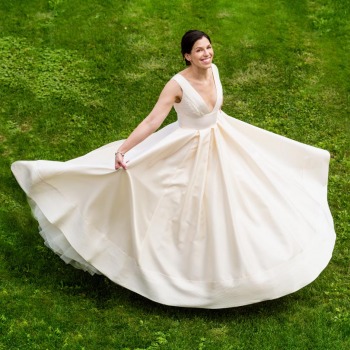 Bride swirling in her wedding dress
