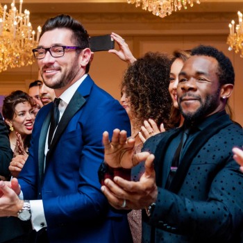 Wedding guests applaud first dance
