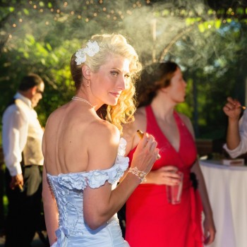 Bride enjoys celebratory cigar