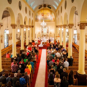 The church wedding begins