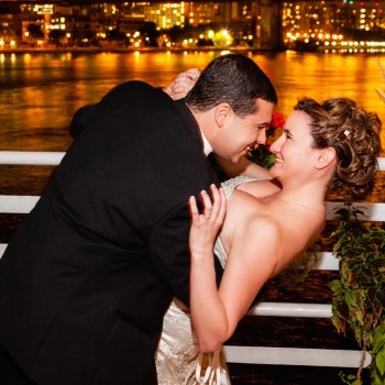 First dance with Manhattan skyline as backdrop