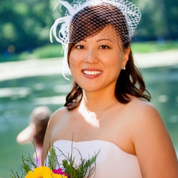Happy bride in Central Park