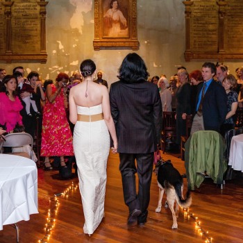 Best dog escorts the bride and groom