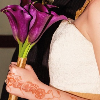 Bridal henna and bouquet