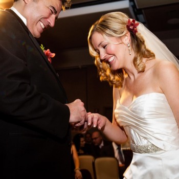 Lovestruck newlyweds exchange rings
