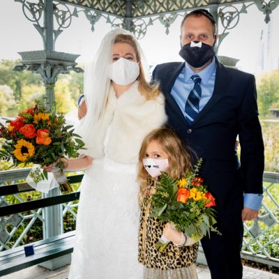 Masked wedding in Central Park